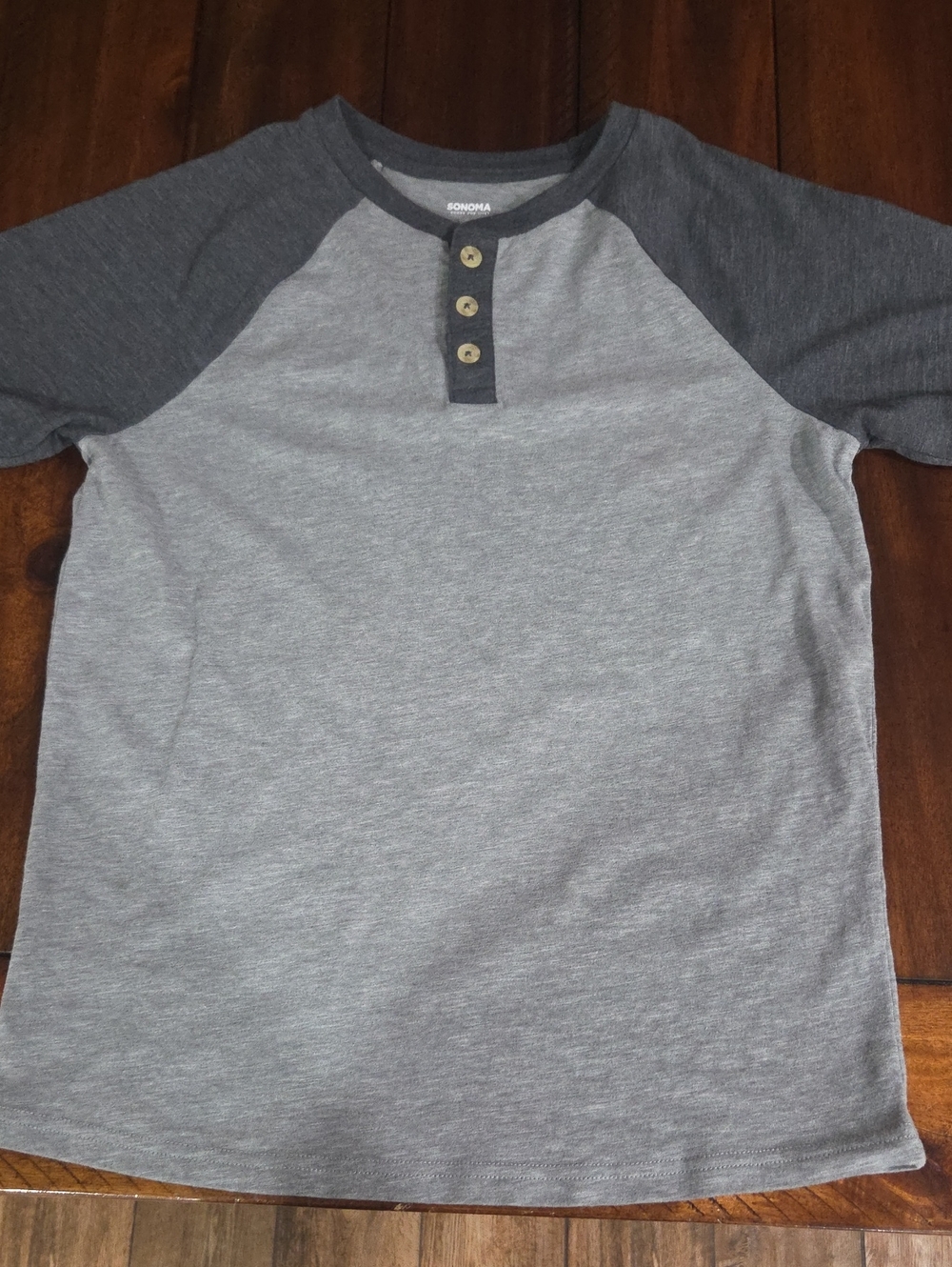 Sonoma Two-Tone Gray Short-Sleeve Henley